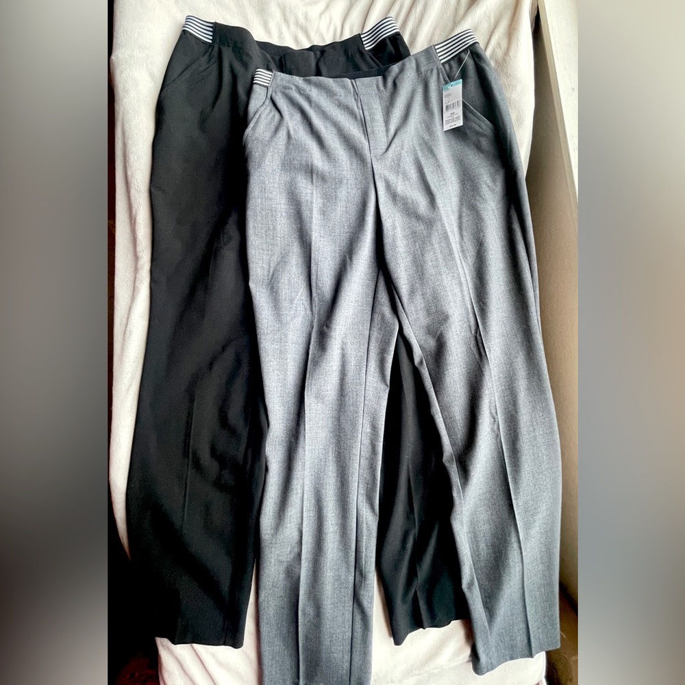 Two NEW Jaclyn Smith Sears Pants Black & Gray, Sears collection straight leg